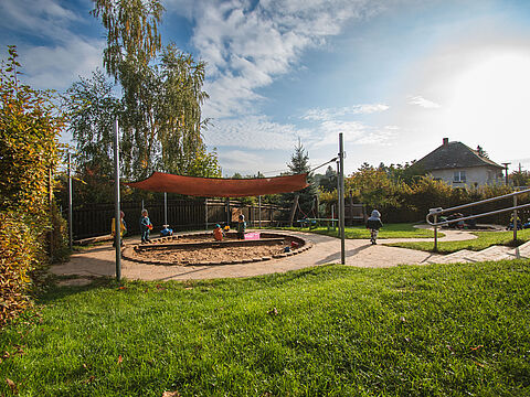 Garten des Krippenbereichs der Kita Campuszwerge