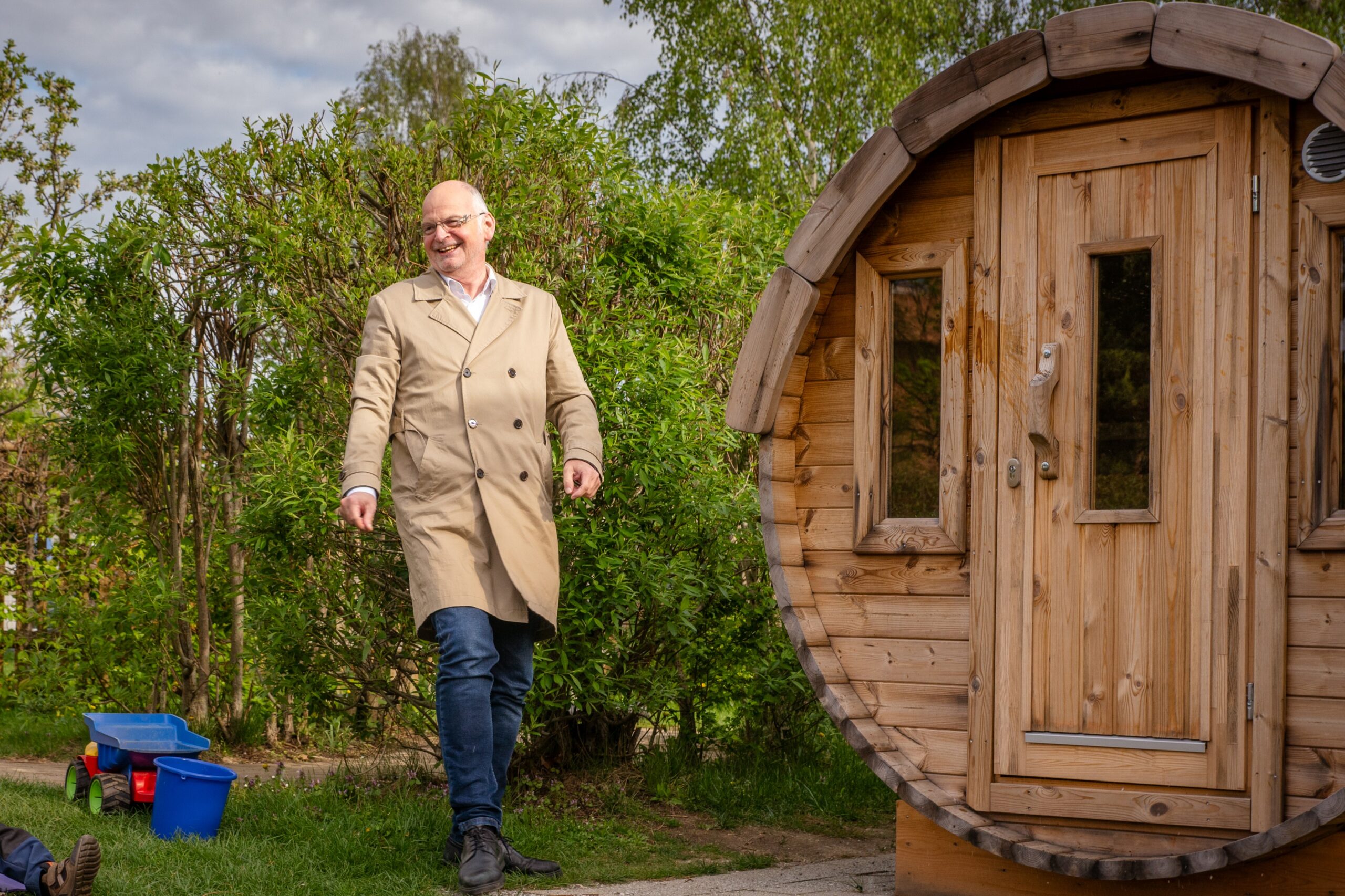 Fasssauna des Kindergartens der Kita Campuszwerge